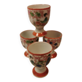 Rare 4 Antique Egg Holders / Egg Cups, Japanese, hand-painted porcelain