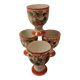 Rare 4 Porte-œufs / Coquetiers Antiques, Japonais, en porcelaine peints à la main