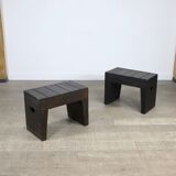 Pair Of Stools Bossche School By Dom Hans Van Der Laan & Jan De Jong, 1970s