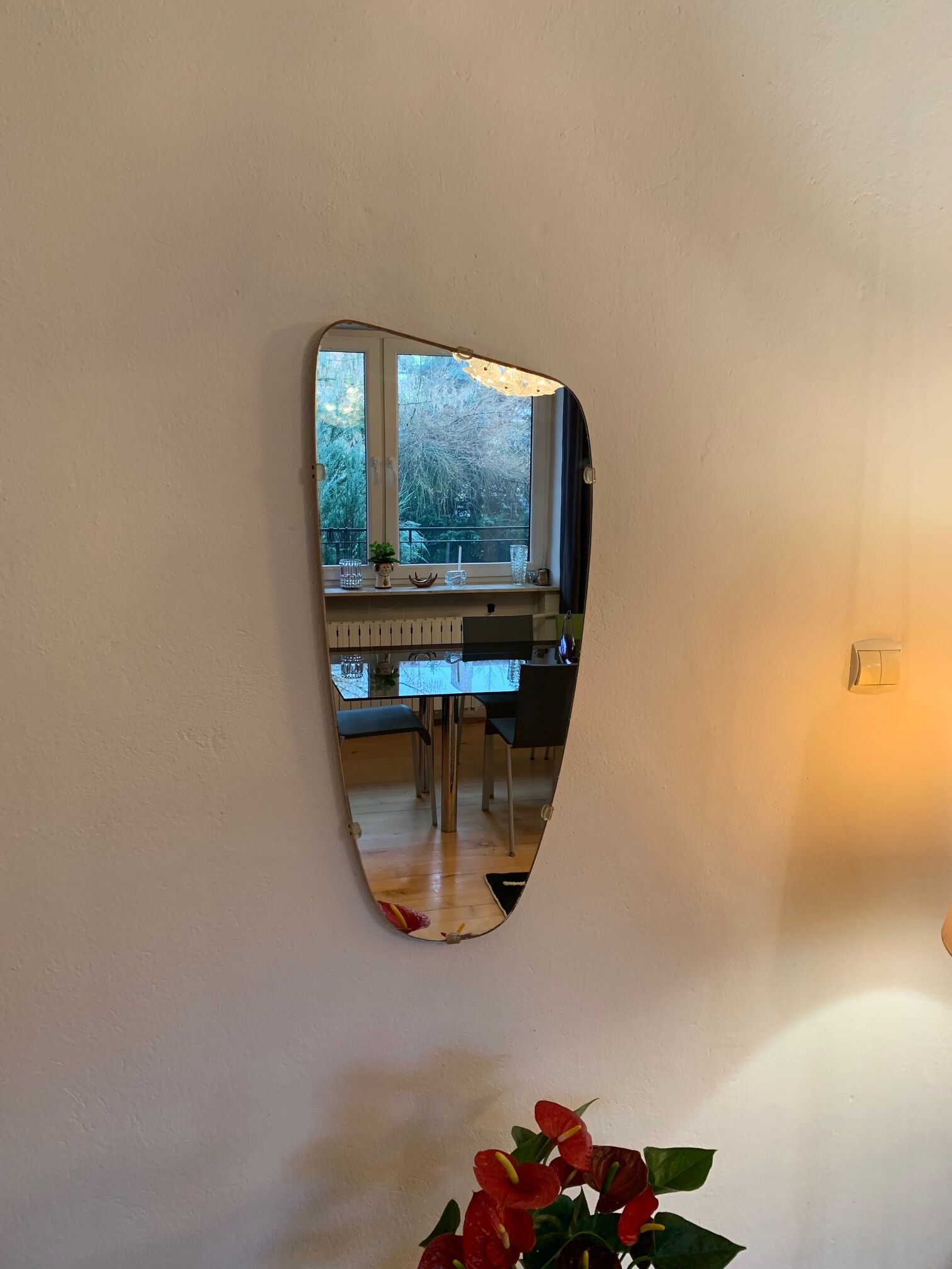 1960s asymmetrical mirror 35x78cm