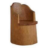 Fauteuil Stump Moderne en Pin Massif, par un Ébéniste Suédois, Wabi Sabi, années 1960