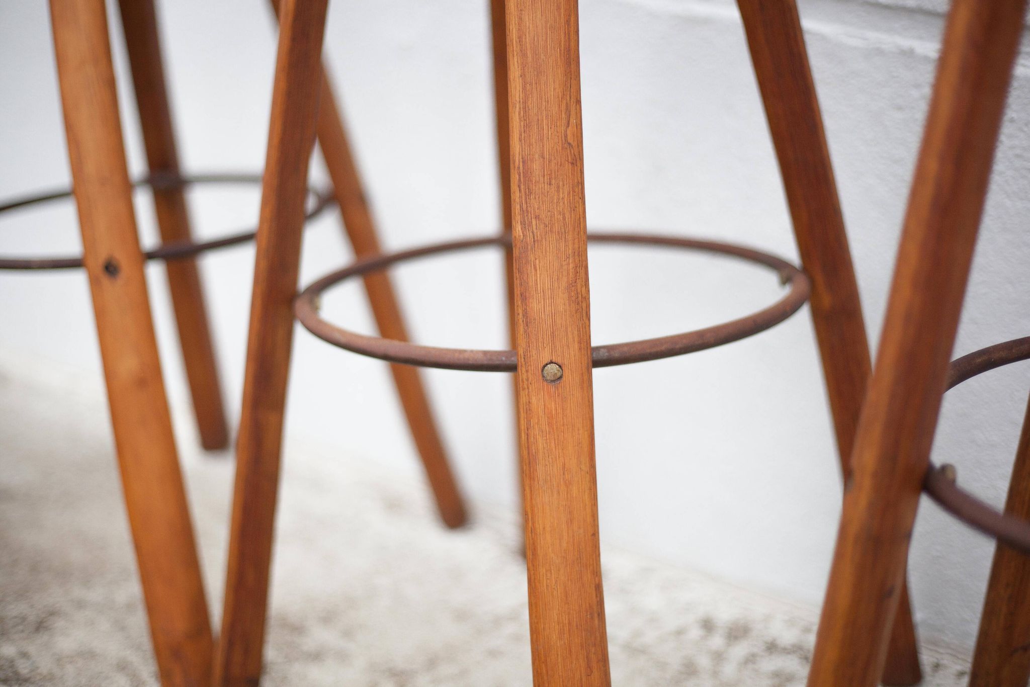 Bar stool X 3, wood and metal stool, brustalist stool, high stool
