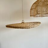 Rattan suspension or shade in the shape of a braided undulating circular tray d:80