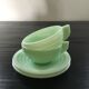 Pair of almond green opaline cups