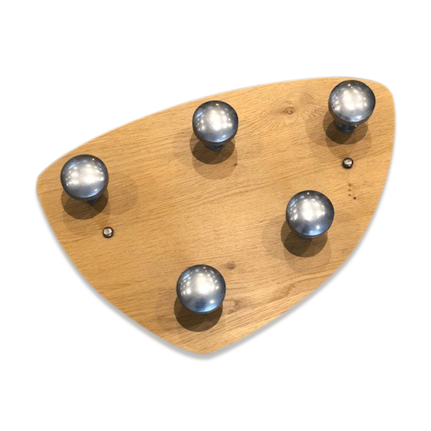 Wall-mounted coat rack with 5 hooks on oak top