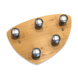 Porte-manteau mural 5 patères sur plateau chêne