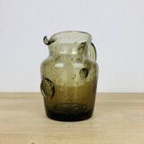 Vintage smoked bubbled glass pitcher