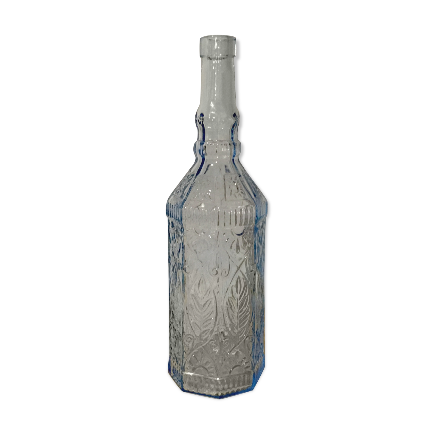 Sky blue glass bottle
