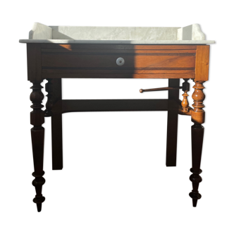 Walnut and marble dressing table