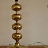 Pair of tall mid-century Swedish brass bobbin lamps by Aneta