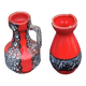 Lot de deux vases  en céramique émaillée rouge et grise, style Vallauris