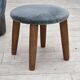 1970s, Danish armchair with footstool, blue furniture velour, oak wood legs