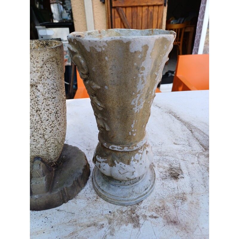 Set of 3 cast iron vases from 1900 from Charleville - Mézières