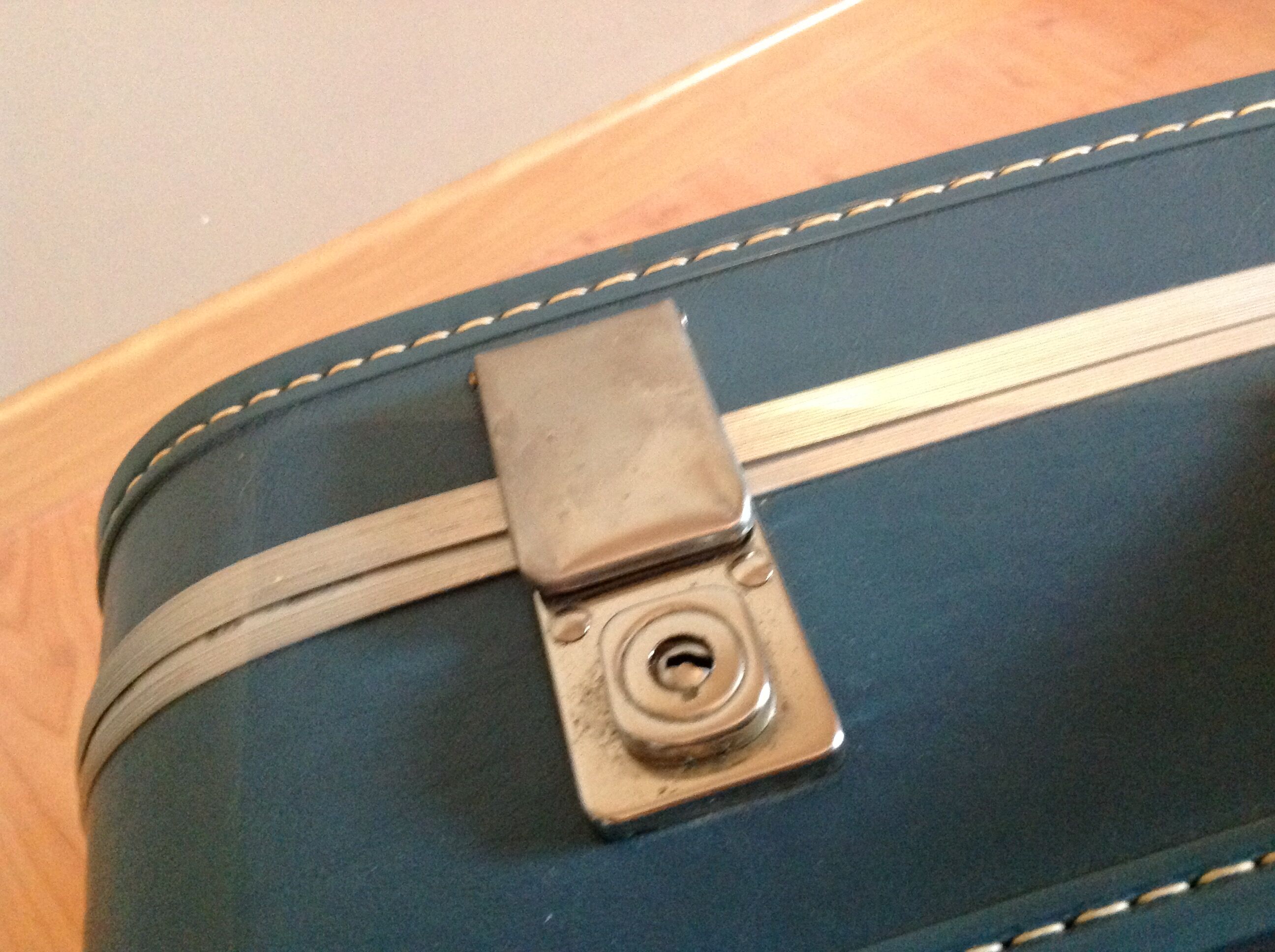 Blue vintage flight attendant suitcase, 60s - 70s