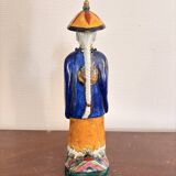 Chinese Porcelain Sculpture of a Manchu Mandarin Qing Pipe Smoker