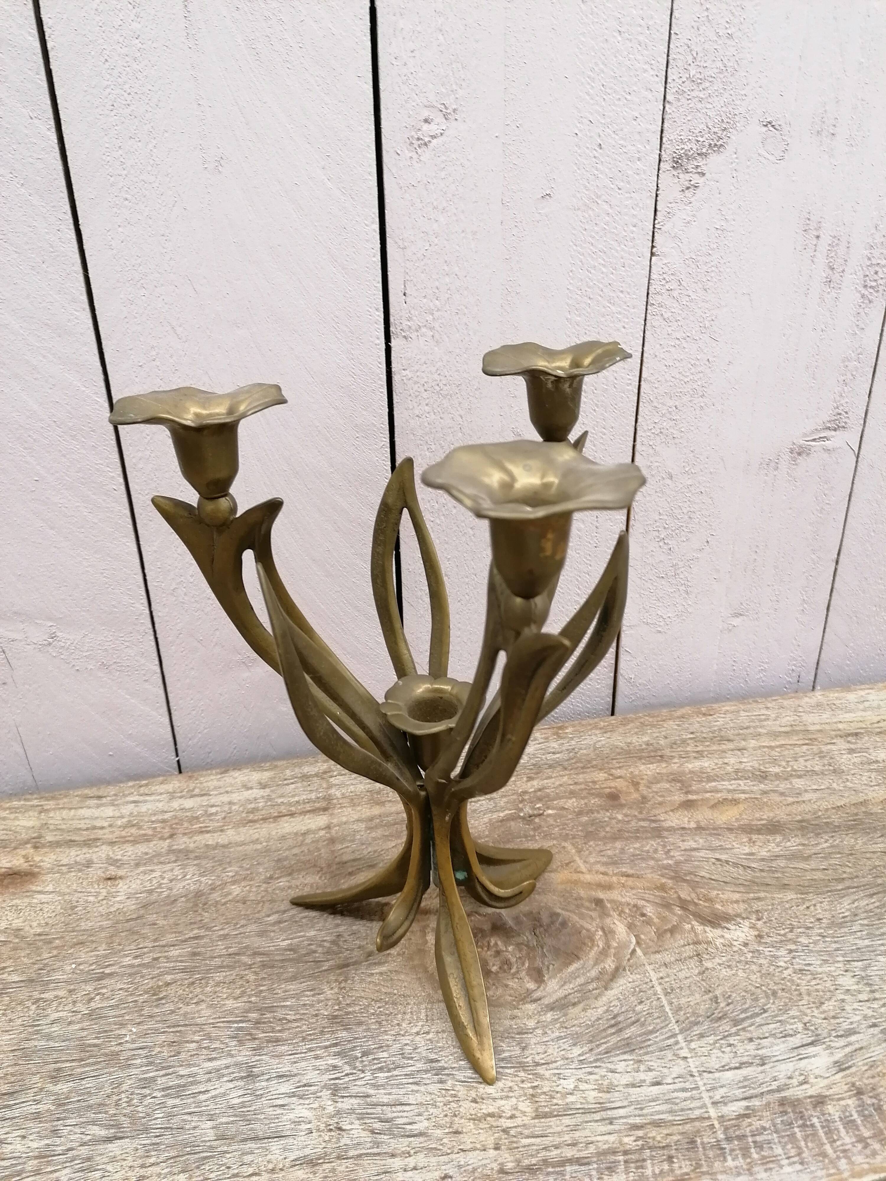 Brass art nouveau chandeliers