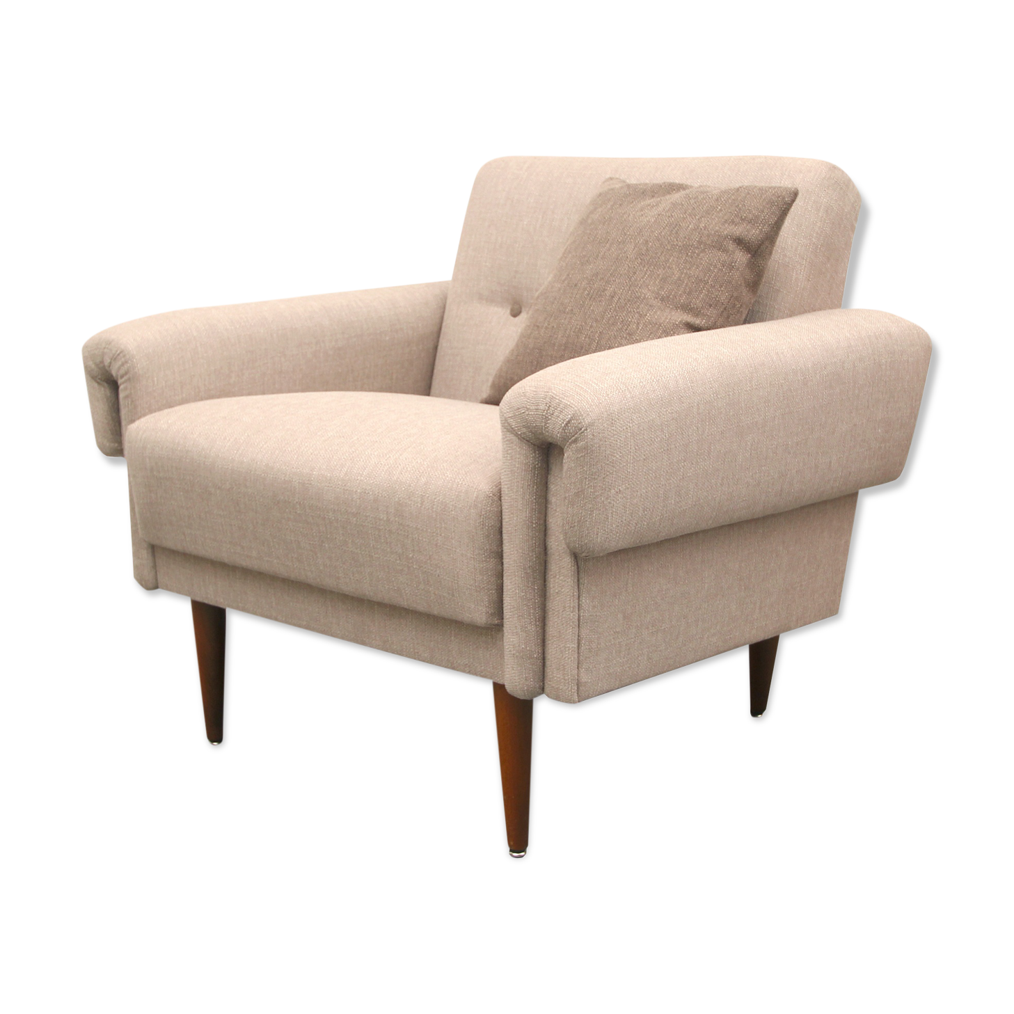 1950s polstery armchair beige, completely restored