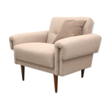 1950s polstery armchair beige, completely restored