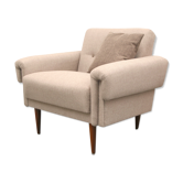 1950s polstery armchair beige, completely restored