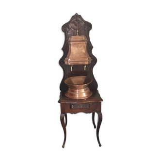 Walnut and copper fountain