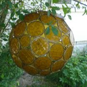 Suspension ball orange glass plate orange stained glass vintage 70's style