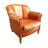 Sheep leather club armchair cognac color