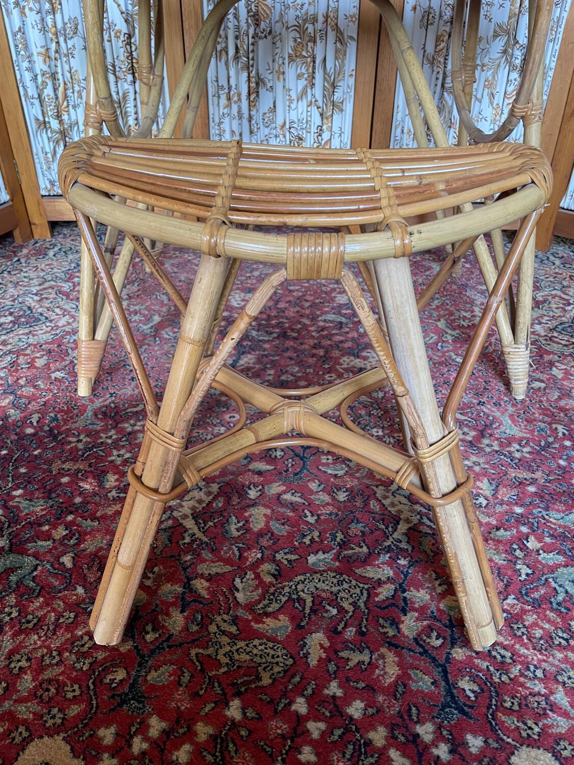 Bureau et tabouret en rotin, 1960