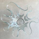 Vase vintage en verre transparent plié - vague