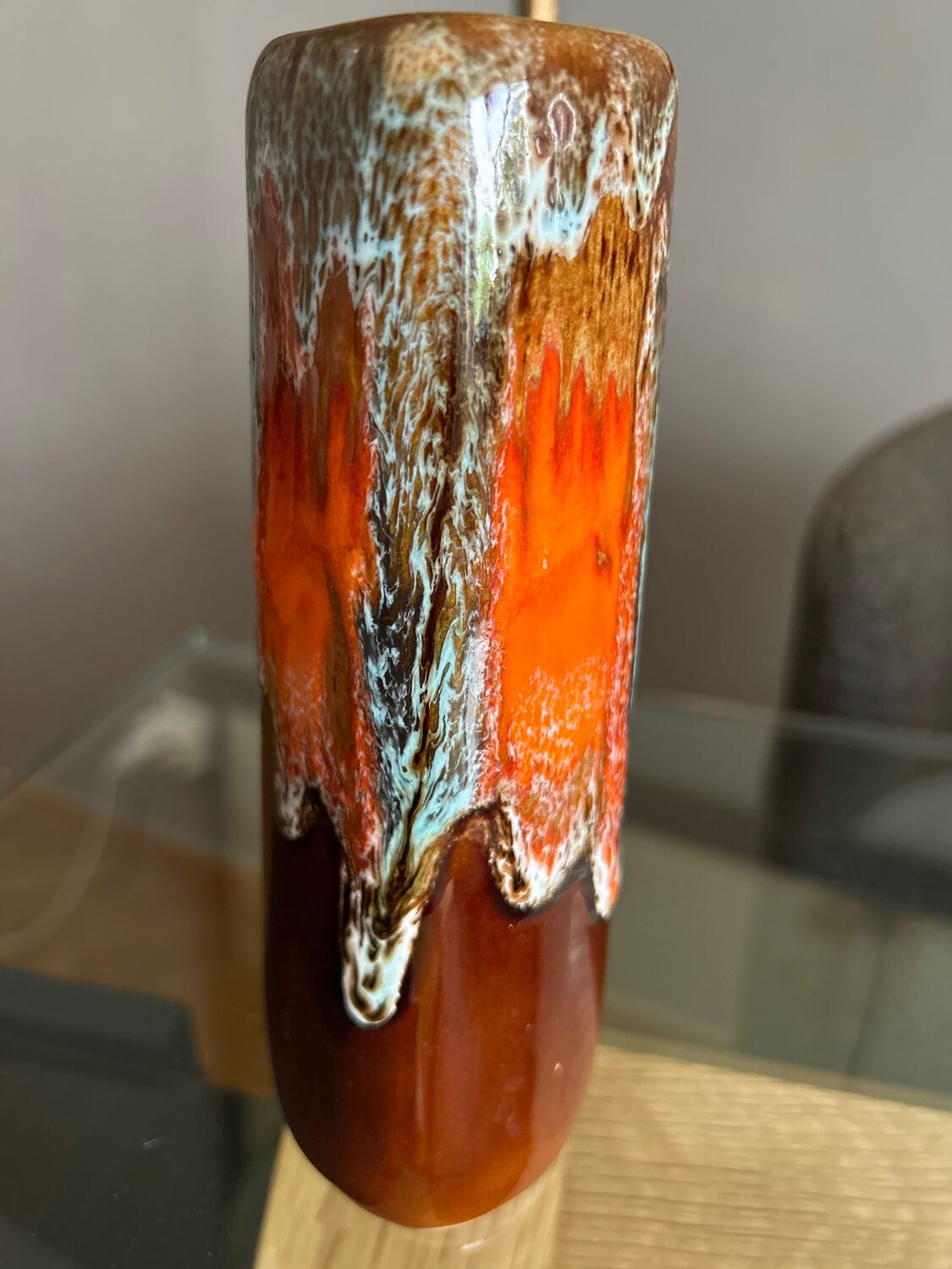 Slip glazed ceramic vase