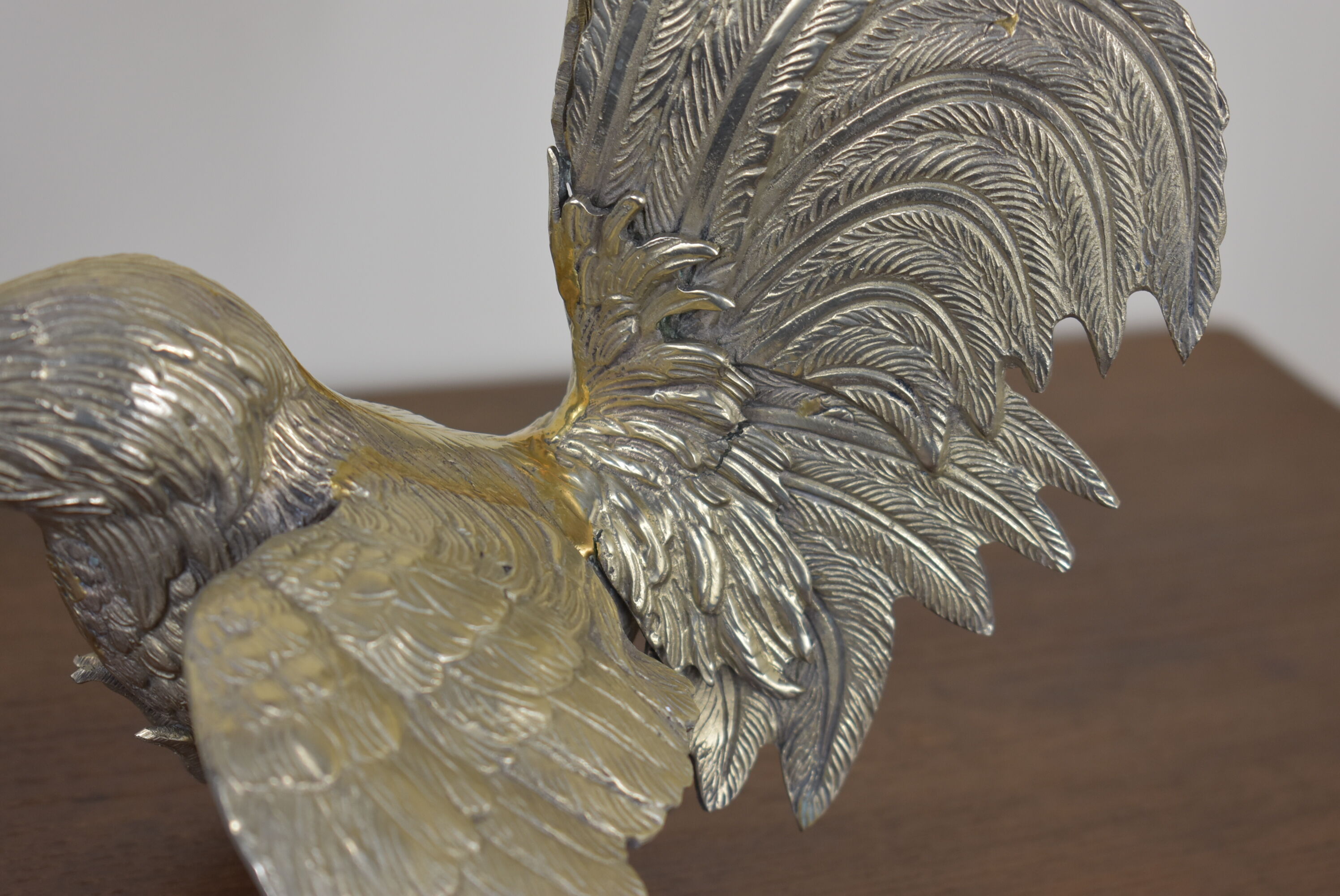 Pair of silver brass roosters