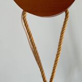 Scandinavian design chandelier pendant, rope, opaline and pine, from the 1980s