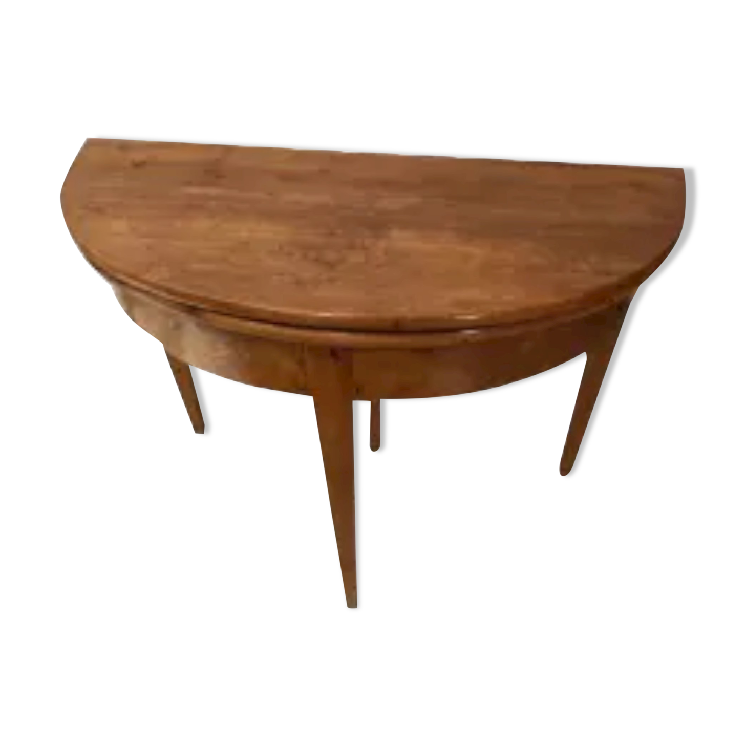 Half moon table with cherry and walnut