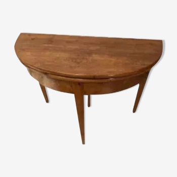 Half moon table with cherry and walnut