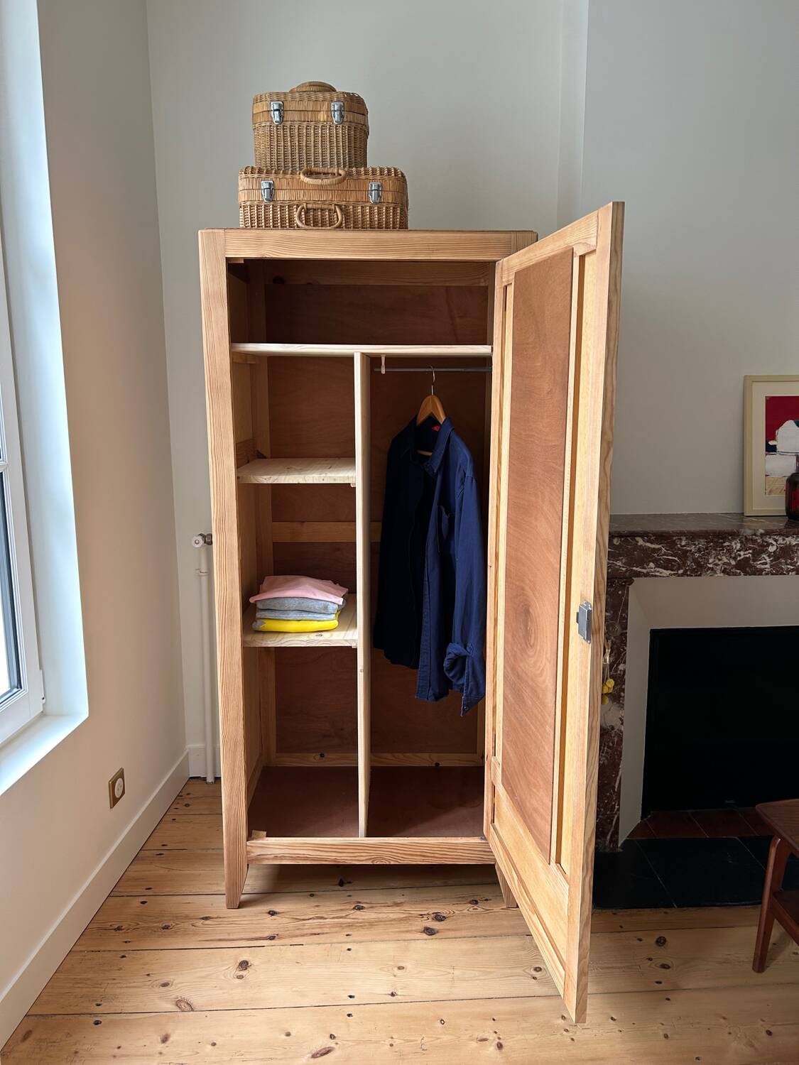 Vintage raw wood cabinet