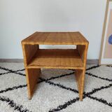 60s woven metal wicker bedside table