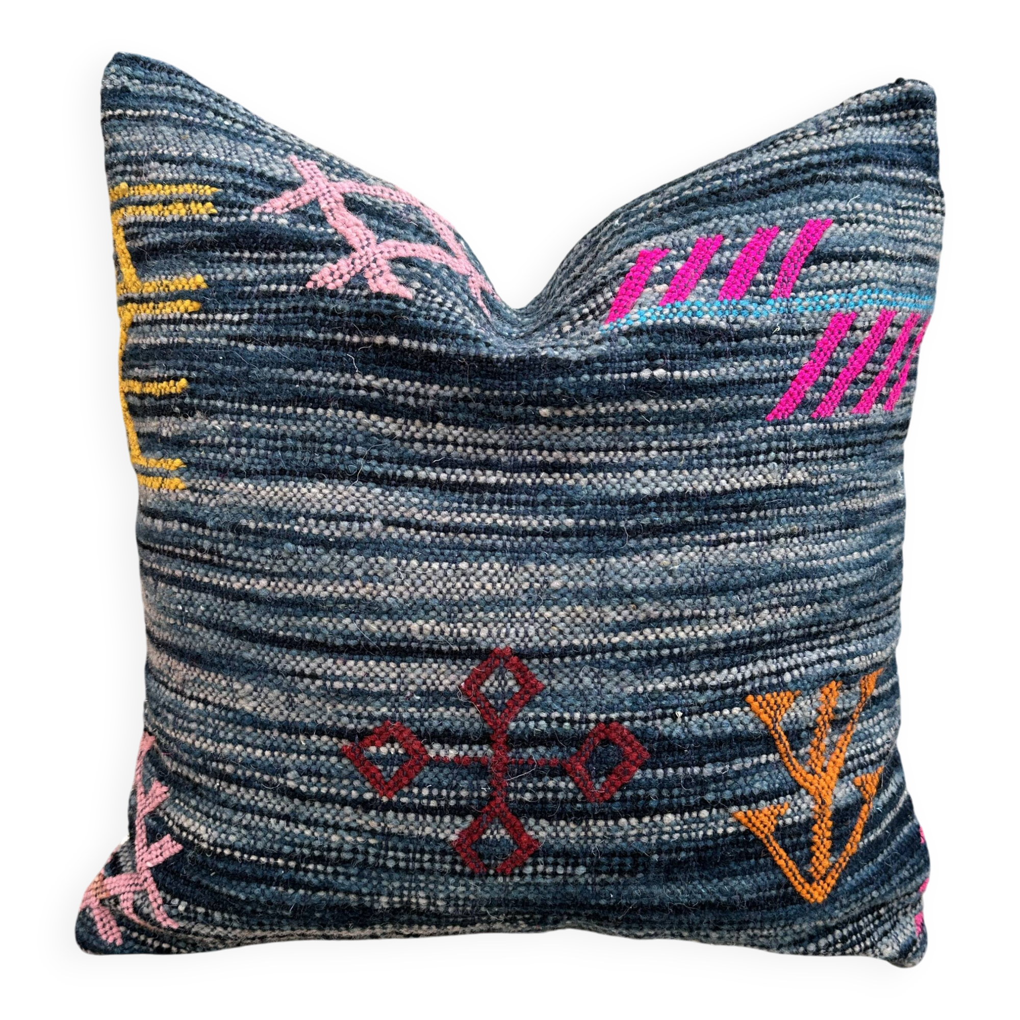 Housse de coussin Kilim marocaine faite main : Coussin décoratif bohème
