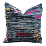 Housse de coussin Kilim marocaine faite main : Coussin décoratif bohème