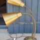 Designer desk lamp in gold metal 2 flexible arms from the 70s