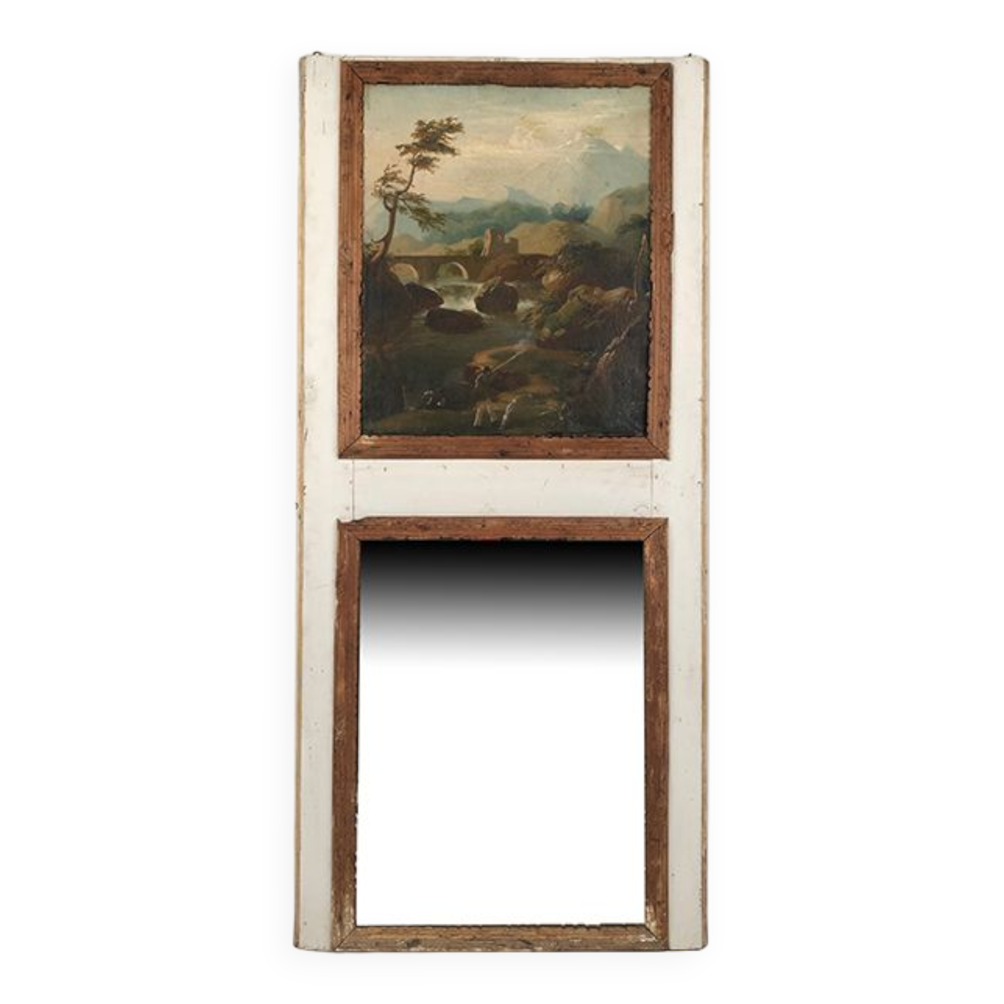 Trumeau decorated with an oil on canvas representing an animated landscape, early nineteenth century