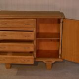 Commode en chêne 4 tiroirs 1 porte 1960's