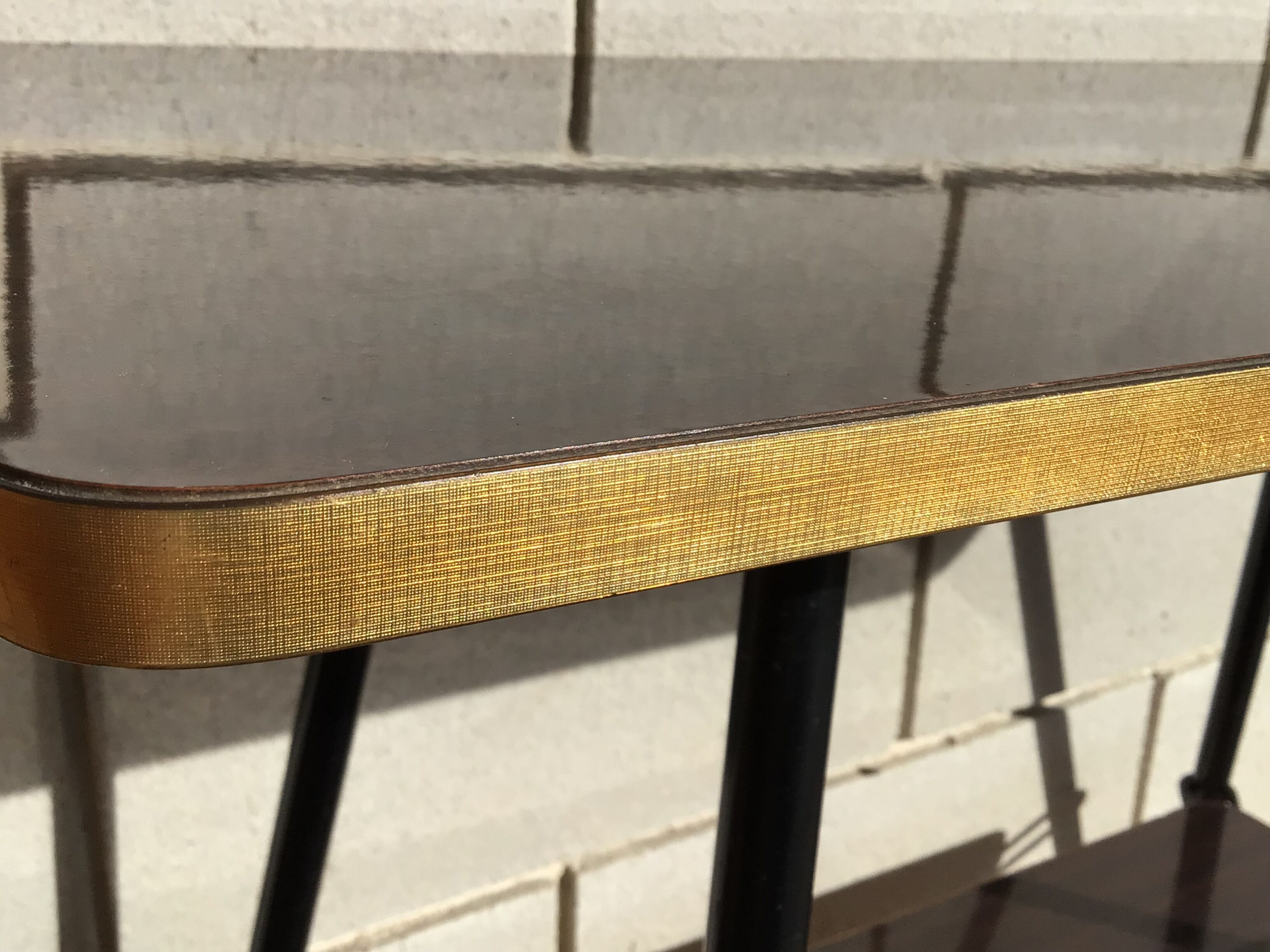 Console formica mocha feet compass metal casters