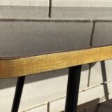 Console formica moka pieds compas métal roulettes