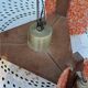 70s Scandinavian style chandelier in wood and orange granite resin 3 lights
