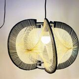 Black painted rustic wooden hanging lamp