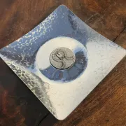 Nordon ashtray/trinket dish, hammered steel, 1970s 1980s