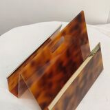 Porte-revues en méthacrylate et laiton Italie années 1970.