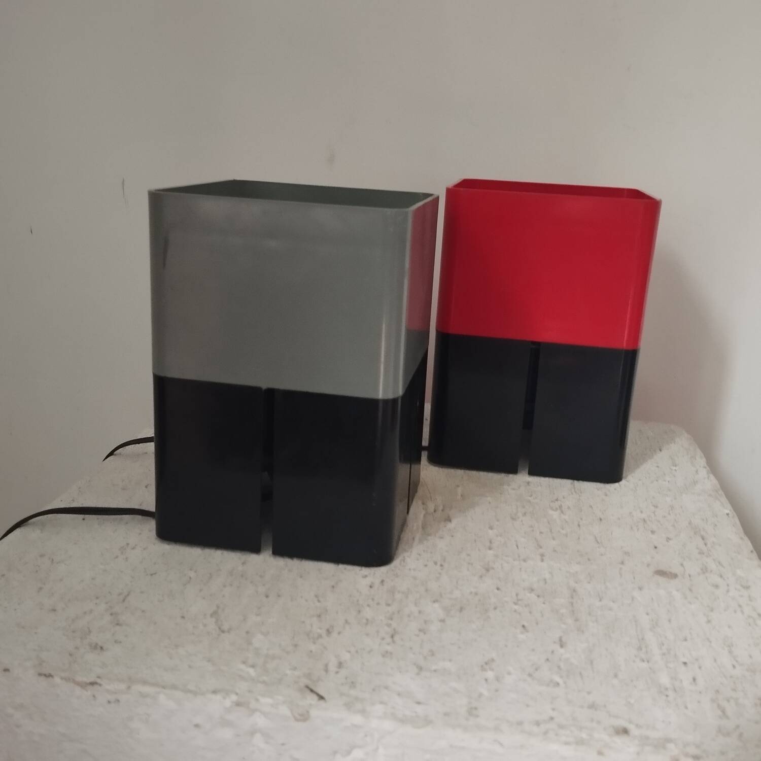 Pair of designer plastic lamps from the 70s