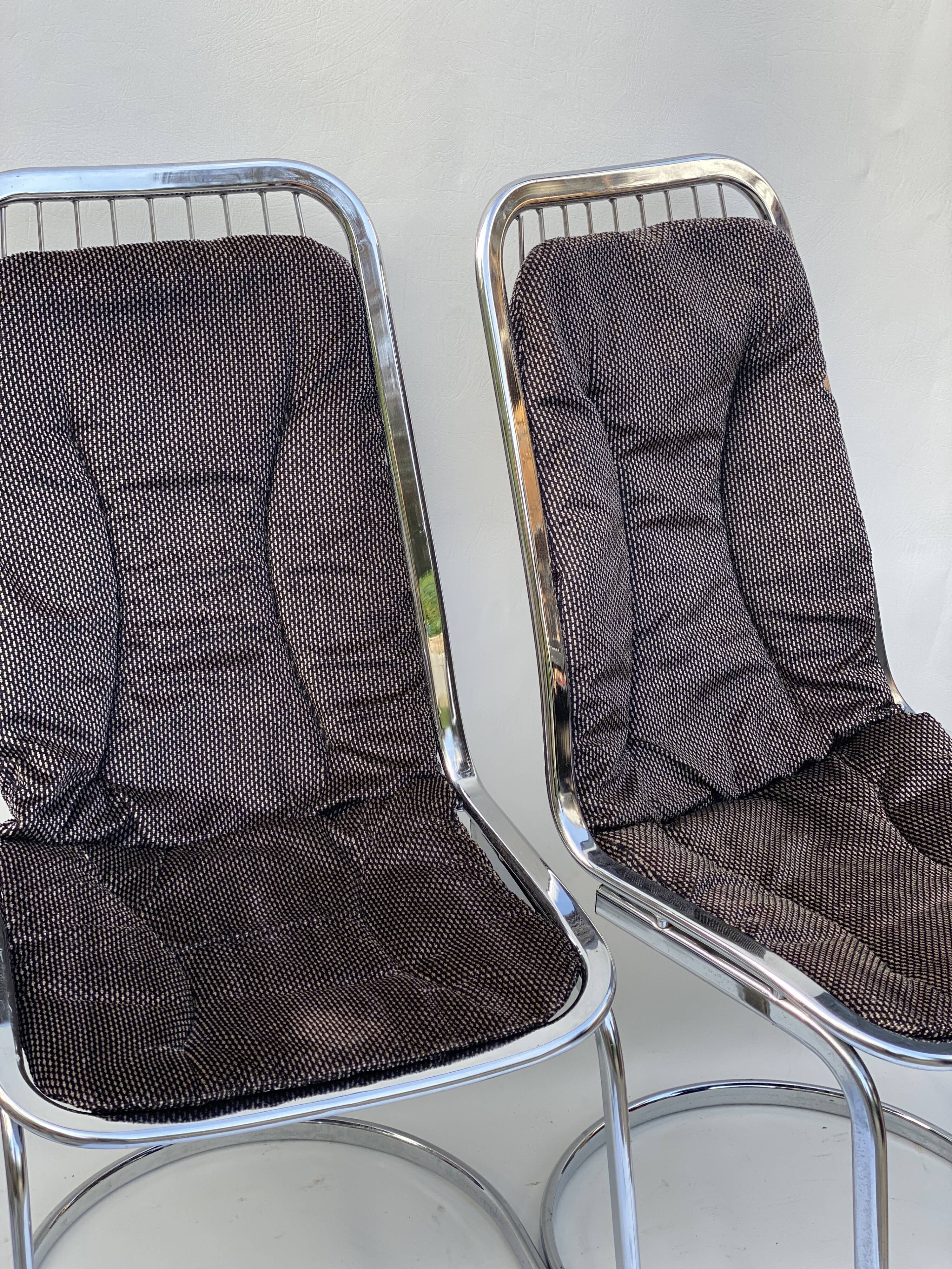 Pair of  gastone rinaldi chrome dining chairs
