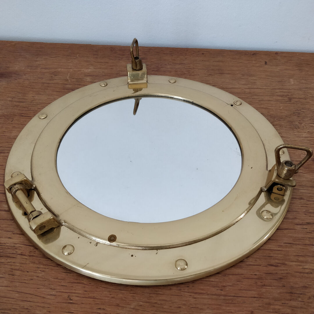 Mirror brass window diameter 30cm
