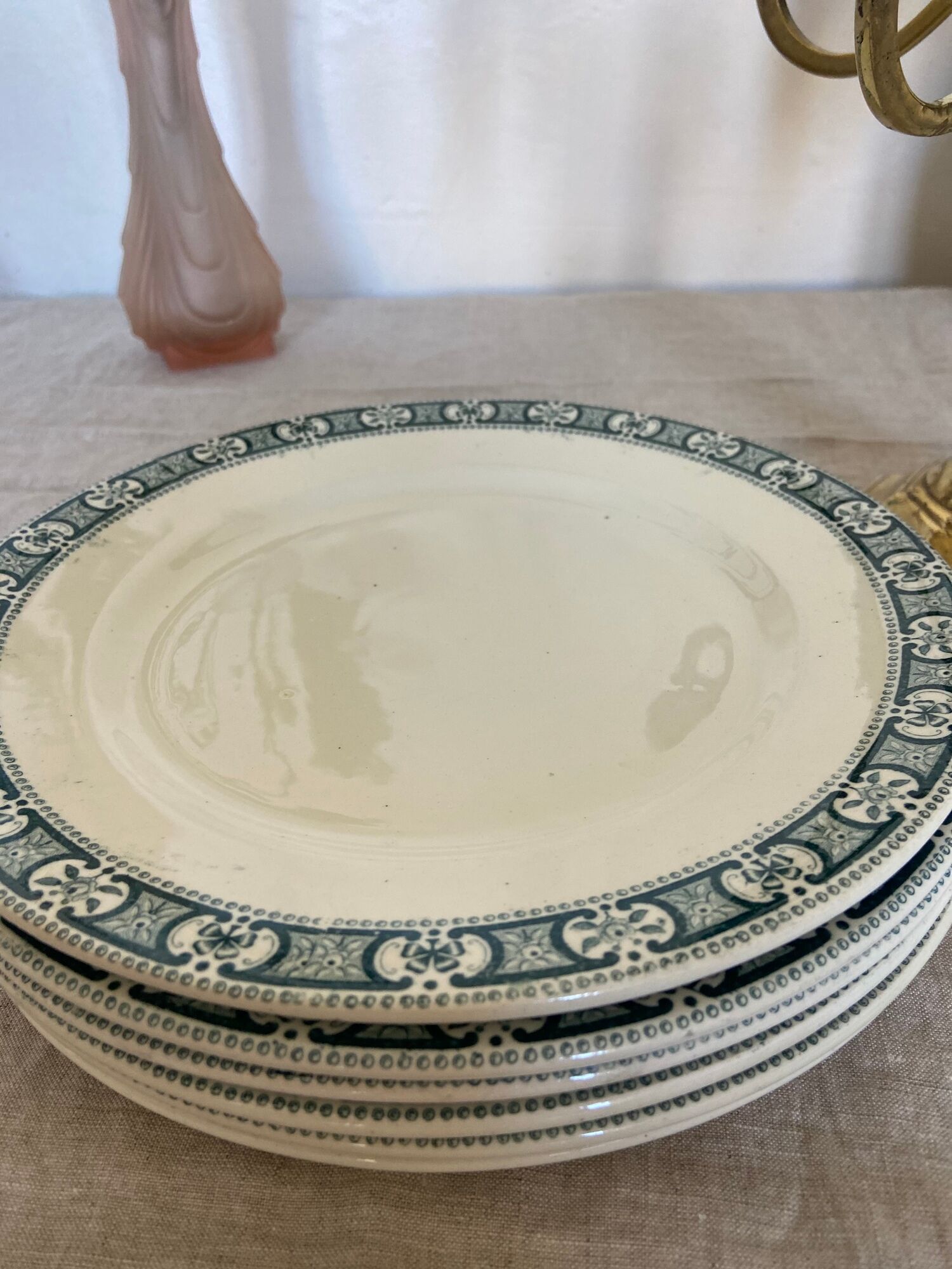 Plates flat porcelain Iron earth Vintage antique tableware